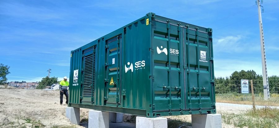 Compact substation enclosure installed on site on concrete piers, field-deployed and commissioned.